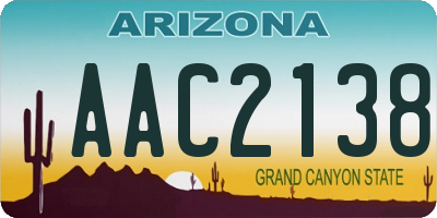 AZ license plate AAC2138