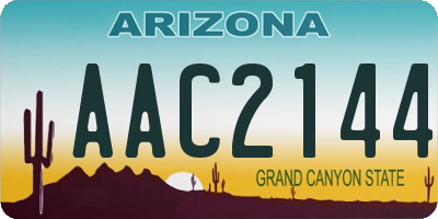 AZ license plate AAC2144