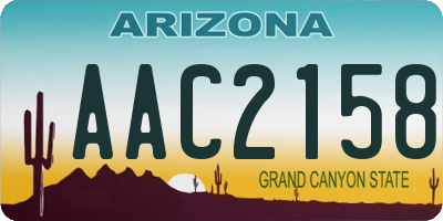 AZ license plate AAC2158