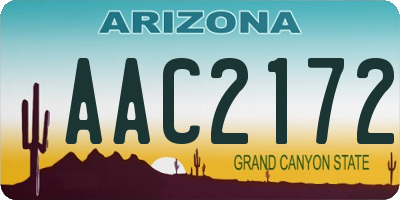 AZ license plate AAC2172