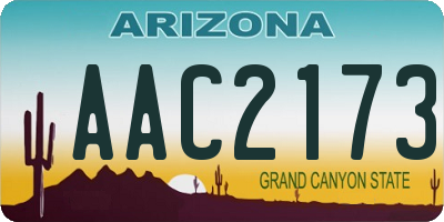 AZ license plate AAC2173