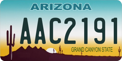 AZ license plate AAC2191