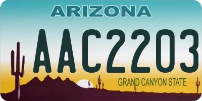 AZ license plate AAC2203