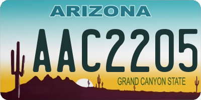 AZ license plate AAC2205