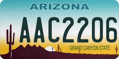 AZ license plate AAC2206