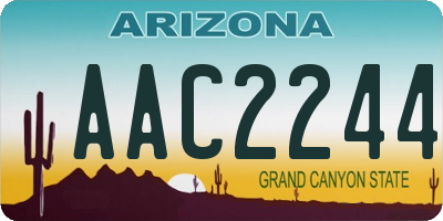 AZ license plate AAC2244