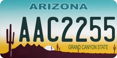 AZ license plate AAC2255