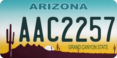 AZ license plate AAC2257
