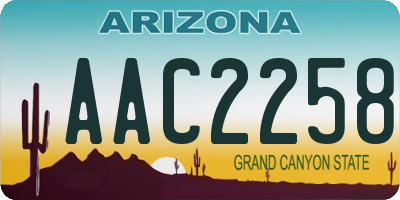 AZ license plate AAC2258