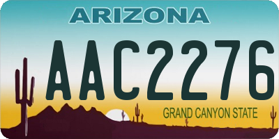 AZ license plate AAC2276