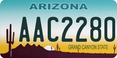 AZ license plate AAC2280