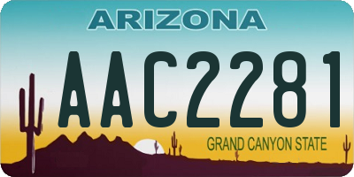 AZ license plate AAC2281