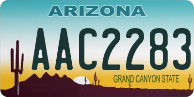 AZ license plate AAC2283