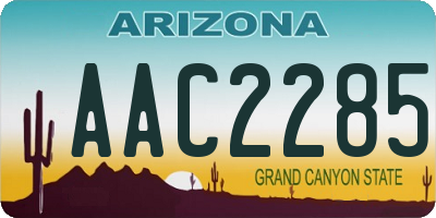 AZ license plate AAC2285