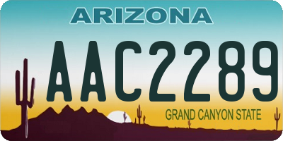 AZ license plate AAC2289