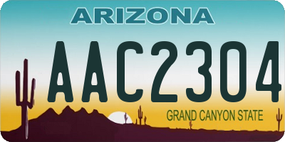 AZ license plate AAC2304