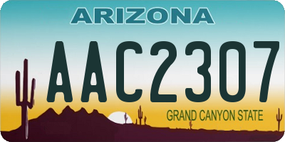 AZ license plate AAC2307