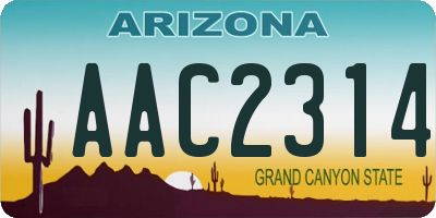 AZ license plate AAC2314