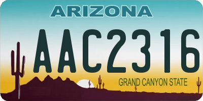 AZ license plate AAC2316