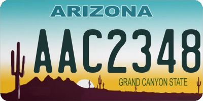 AZ license plate AAC2348