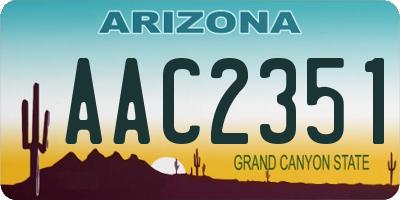 AZ license plate AAC2351
