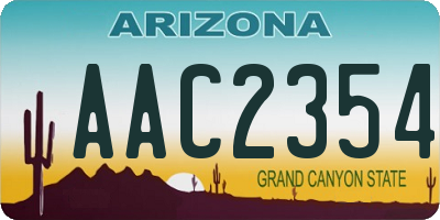 AZ license plate AAC2354