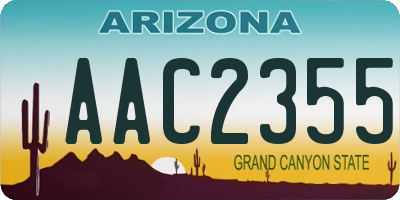 AZ license plate AAC2355