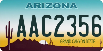 AZ license plate AAC2356