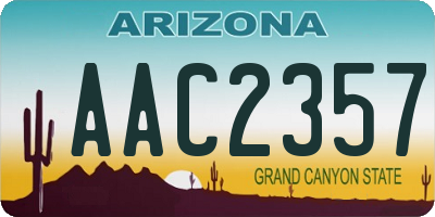 AZ license plate AAC2357