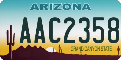 AZ license plate AAC2358