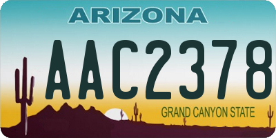 AZ license plate AAC2378