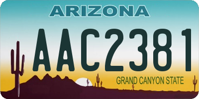 AZ license plate AAC2381