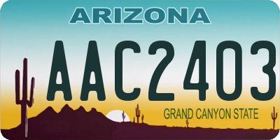 AZ license plate AAC2403