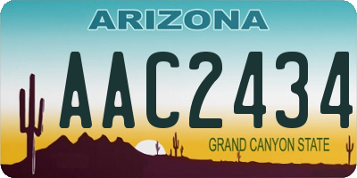 AZ license plate AAC2434