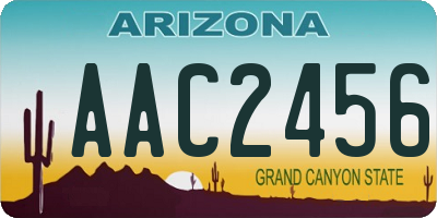 AZ license plate AAC2456