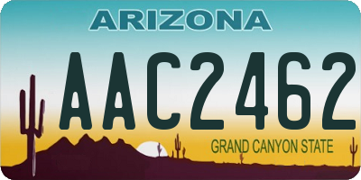 AZ license plate AAC2462