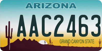 AZ license plate AAC2463
