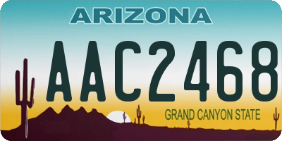 AZ license plate AAC2468