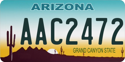 AZ license plate AAC2472