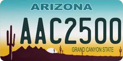 AZ license plate AAC2500