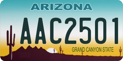 AZ license plate AAC2501