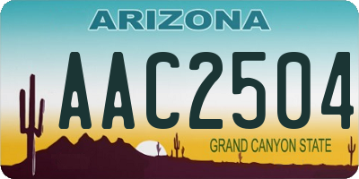 AZ license plate AAC2504