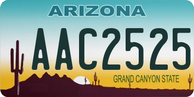 AZ license plate AAC2525