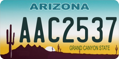 AZ license plate AAC2537