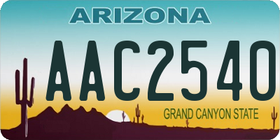 AZ license plate AAC2540