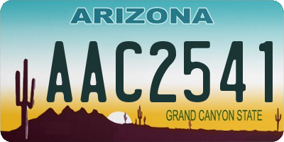 AZ license plate AAC2541