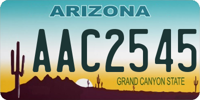 AZ license plate AAC2545