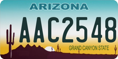 AZ license plate AAC2548