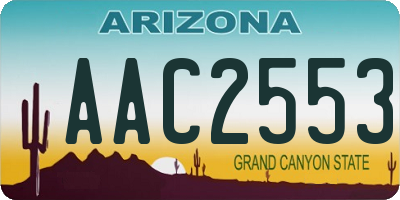 AZ license plate AAC2553