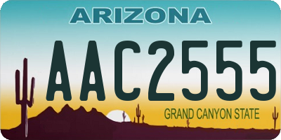 AZ license plate AAC2555